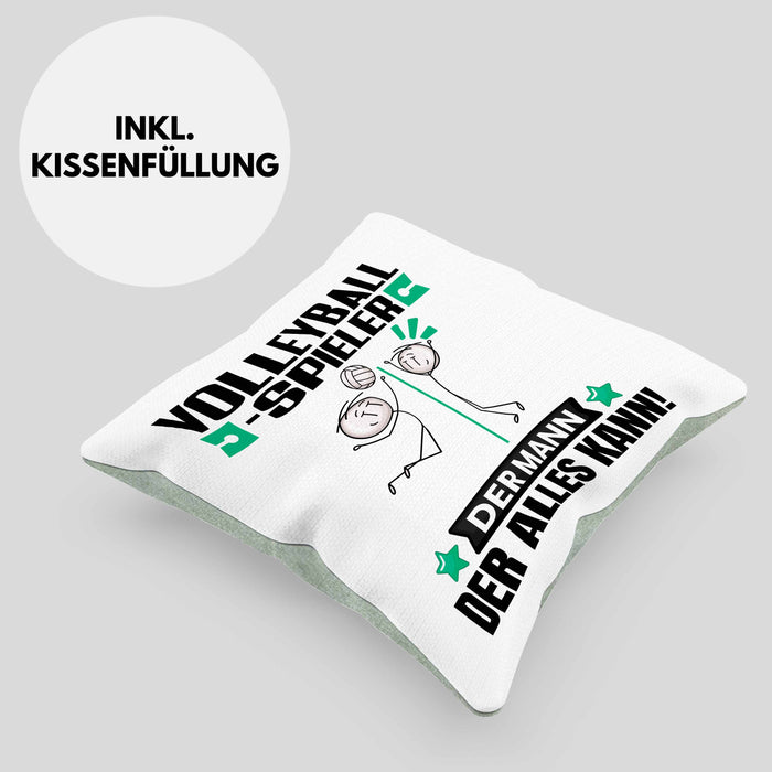 Volleyballspieler Kissen mit Füllung 40x40 Geschenk für Volleyballspieler Der Mann Der Alles Kann Geschenkidee zum Geburtstag (Grau) Grün Trendation
