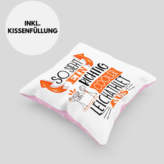 Leichtathlet Kissen mit Füllung 40x40 Geschenk So Sieht Ein Richtig Cooler Leichtathlet Aus Geschenkidee Spruch Lustig (Grau) Rosa Trendation