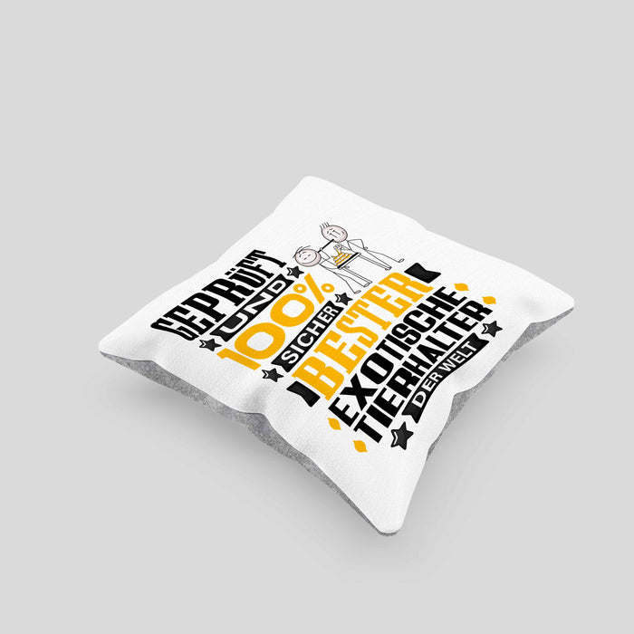 ExotischeTierhalter Geschenk Lustiger Spruch für ExotischeTierhalter Geschenkidee Bester ExotischeTierhalter Der WeltKissen mit Füllung 40x40 (Grau) Grau Trendation