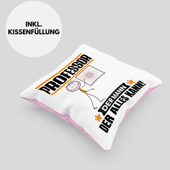 Professor Kissen mit Füllung 40x40 Geschenk für Professor Der Mann Der Alles Kann Geschenkidee zum Geburtstag (Grau) Rosa Trendation
