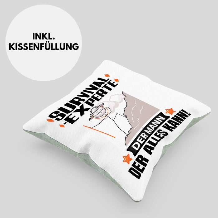 Survival-Experte Kissen mit Füllung 40x40 Geschenk für Survival-Experte Der Mann Der Alles Kann Geschenkidee zum Geburtstag (Grau) Grün Trendation