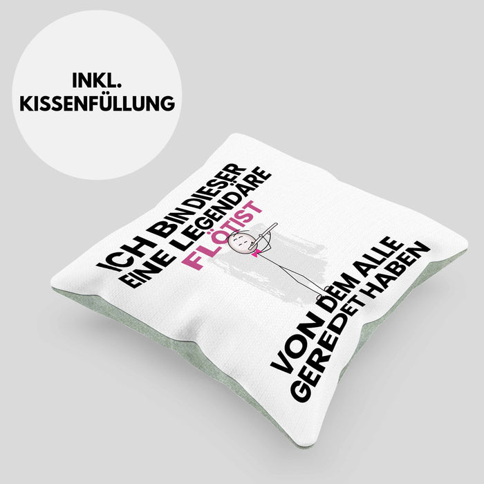 Flötist Geschenk Kissen mit Füllung 40x40 Lustige Geschenkidee Geburtstag für Flötist Ich Bin Dieser Legendäre Flötist Von Dem Alle Geredet Haben (Grau) Grün Trendation