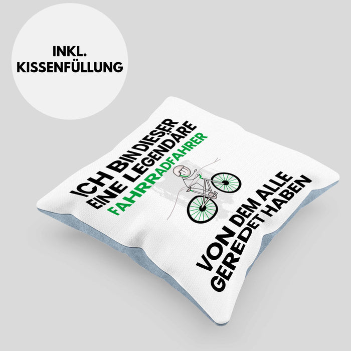 Radfahrer Geschenk Kissen mit Füllung 40x40 Lustige Geschenkidee Geburtstag für Radfahrer Ich Bin Dieser Legendäre Radfahrer Von Dem Alle Geredet Haben (Grau) Blau Trendation