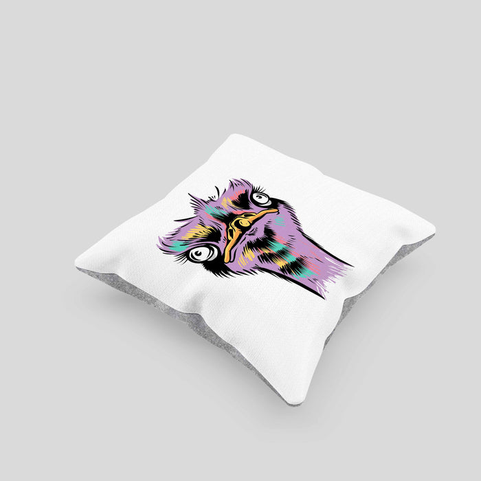Lustige Strauß Vogel Kissen mit Füllung 40x40 Geschenk für Safari-Liebhaber (Grau) Grau Trendation