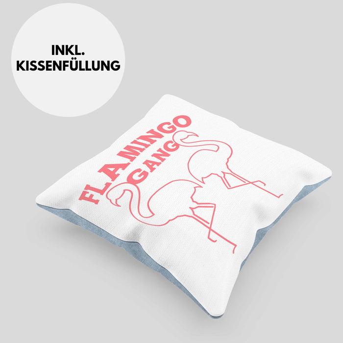 Flamingo Pink Lustige Kissen mit Füllung 40x40 Flamingo-Fans Geschenkidee Flamingo-Gang Aufdruck (Grau) Blau Trendation
