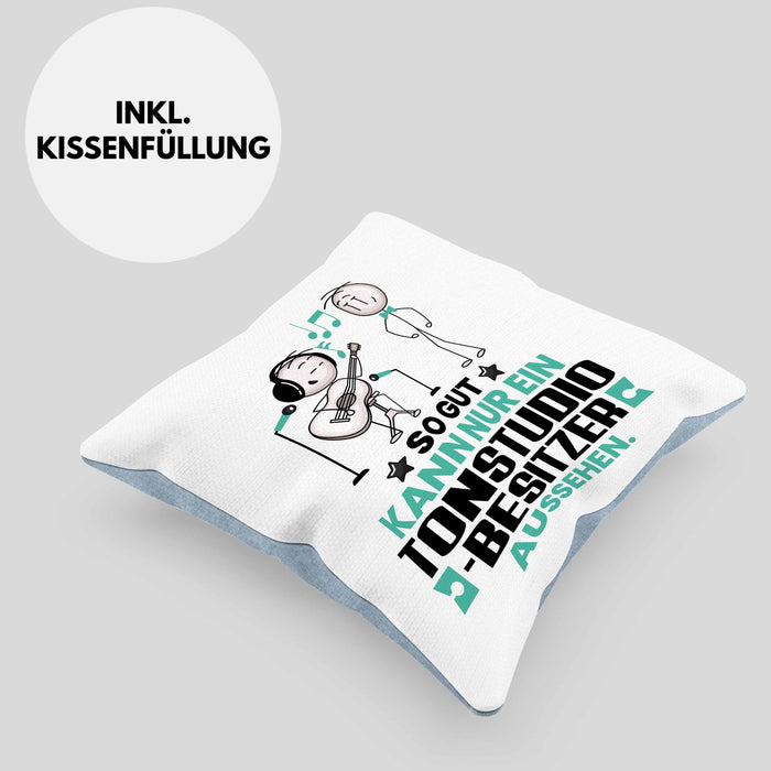 Tonstudio-Besitzer Geschenk Kissen mit Füllung 40x40 So Gut Kann Nur Ein Tonstudio-Besitzer Aussehen Geschenkidee (Grau) Blau Trendation