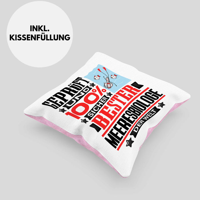 Meeresbiologe Geschenk Lustiger Spruch für Meeresbiologe Geschenkidee Bester Meeresbiologe Der WeltKissen mit Füllung 40x40 (Grau) Rosa Trendation