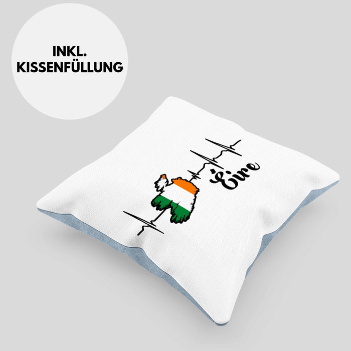 Irland Kissen mit Füllung 40x40 "Herzschlag Eire" Geschenk für Irland-Fans (Grau) Blau Trendation
