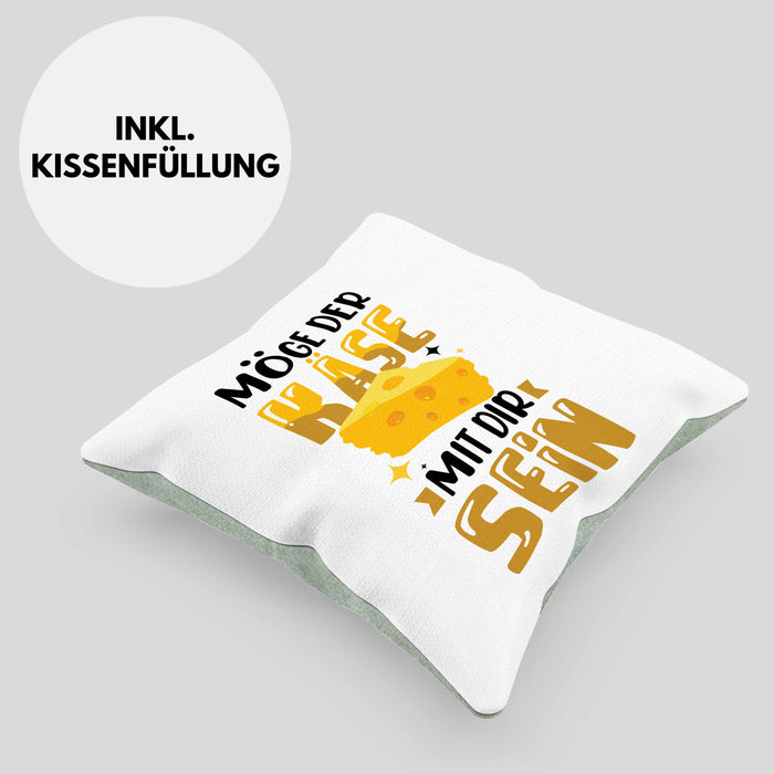 Käse-Liebhaber Geschenk Kissen mit Füllung 40x40 Möge Der Käse Mir Dir Sein (Grau) Grün Trendation