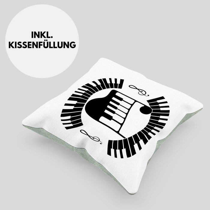 Piano-Spieler Kissen mit Füllung 40x40 Geschenk Klavier Geschenkidee Flügel Musiker Klavier Klavier-Spieler (Grau) Grün Trendation