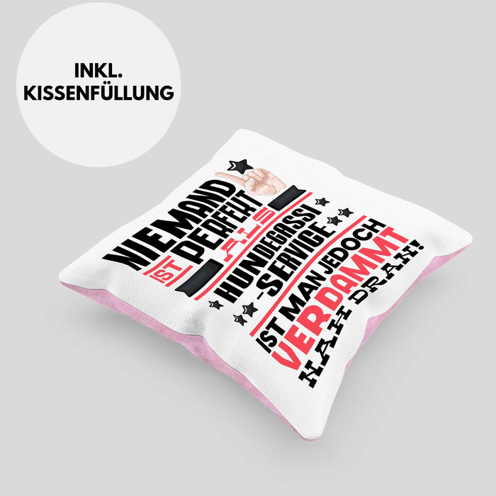 Hundegassi-Service Geschenk Kissen mit Füllung 40x40 Lustige Geschenkidee für Hundegassi-Service Geburtstag Niemand Ist Perfekt Aber Als Hundegassi-Service Ist Man Nah Dran (Grau) Rosa Trendation