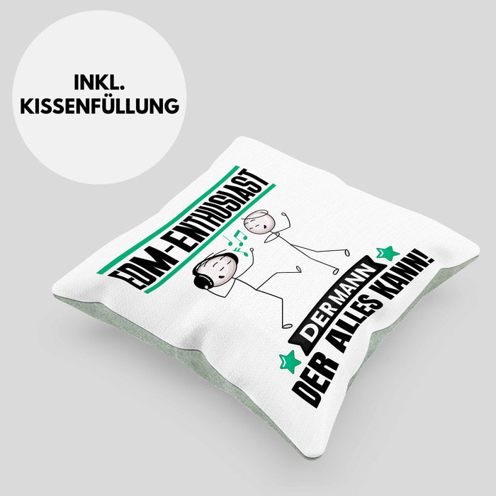 EDM-Enthusiast Kissen mit Füllung 40x40 Geschenk für EDM-Enthusiast Der Mann Der Alles Kann Geschenkidee zum Geburtstag (Grau) Grün Trendation