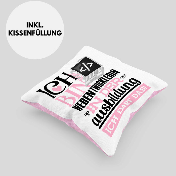 Webentwicklerin Ausbildung Start Geschenk Kissen mit Füllung 40x40 Ich Bin Webentwicklerin In Der Ausbildung Ich Darf Das Geschenkidee (Grau) Rosa Trendation