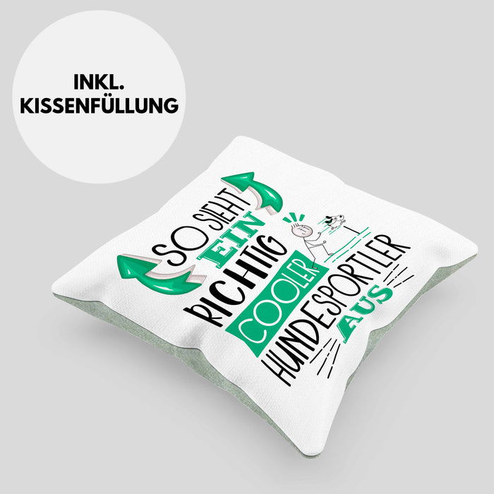 Hundesportler Kissen mit Füllung 40x40 So Sieht Ein Richtig Cooler Hundesportler Aus Geschenk Lustiger Spruch Geschenkidee (Grau) Grün Trendation