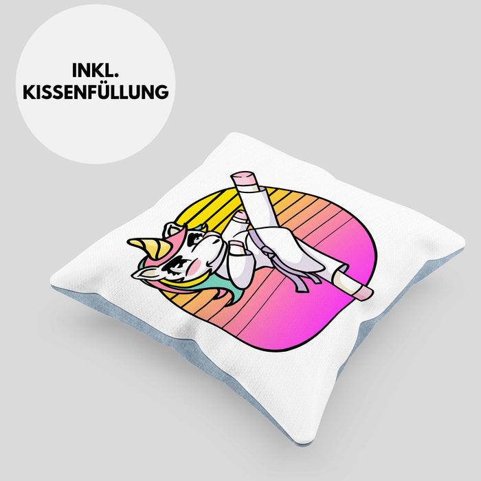 Karate-Kissen mit Füllung 40x40 Geschenk Kampfsport-Fans Jiu Jitsu Geschenkidee Einhorn Lustig Frauen (Grau) Blau Trendation