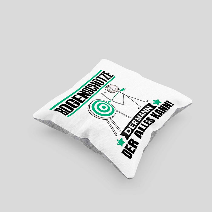 Bogenschütze Kissen mit Füllung 40x40 Geschenk für Bogenschütze Der Mann Der Alles Kann Geschenkidee zum Geburtstag (Grau) Grau Trendation