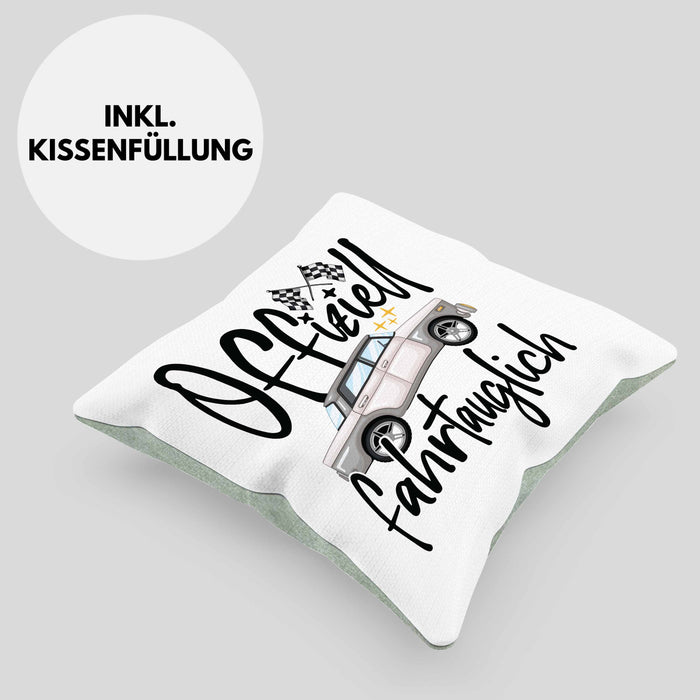 Führerschein Bestanden Geschenk Kissen mit Füllung 40x40 Bestandener Führerschein Offiziel Fahrtauglich Fahrschule (Grau) Grün Trendation