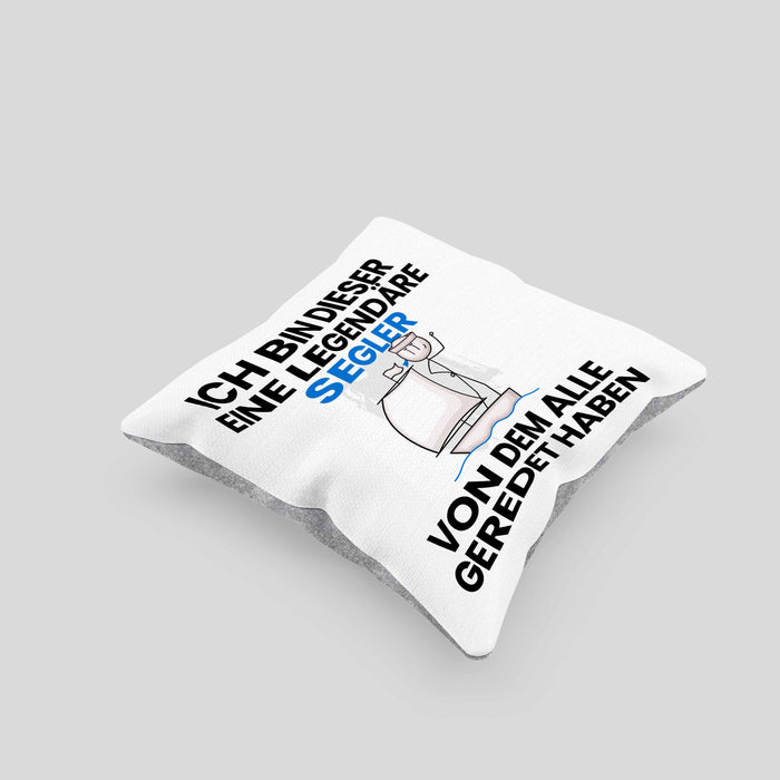 Segler Geschenk Kissen mit Füllung 40x40 Lustige Geschenkidee Geburtstag für Segler Ich Bin Dieser Legendäre Segler Von Dem Alle Geredet Haben (Grau) Grau Trendation