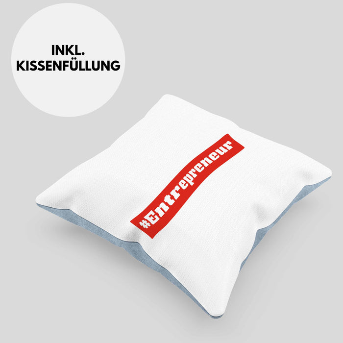 Entrepreneur Kissen mit Füllung 40x40 Entrepreneurship Geschenk Spruch Motivation (Grau) Blau Trendation