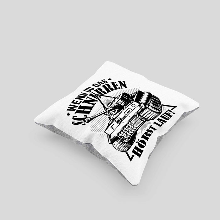 Panzerfahrer Kissen mit Füllung 40x40 Geschenk Schnurren Panzer Wenn Du Das Schnurren Hörst Lauf (Grau) Grau Trendation
