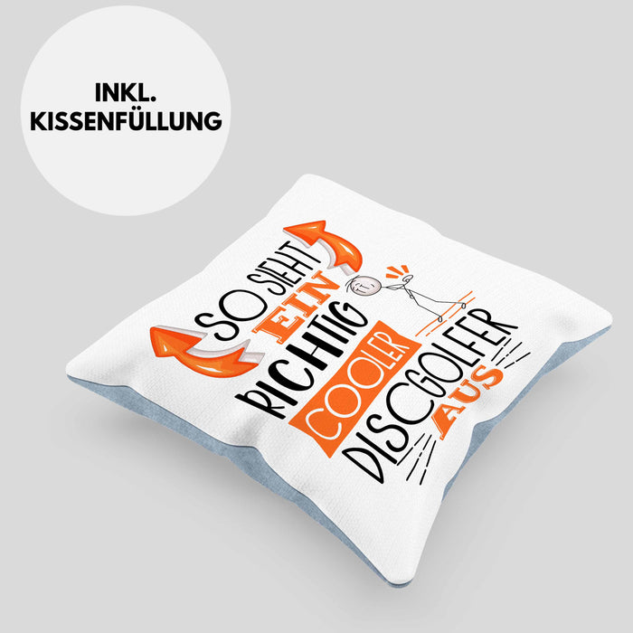 So Sieht Ein Richtig Cooler Discgolfer Aus Geschenk Kissen mit Füllung 40x40 Lustiger Spruch Geschenkidee (Grau) Blau Trendation