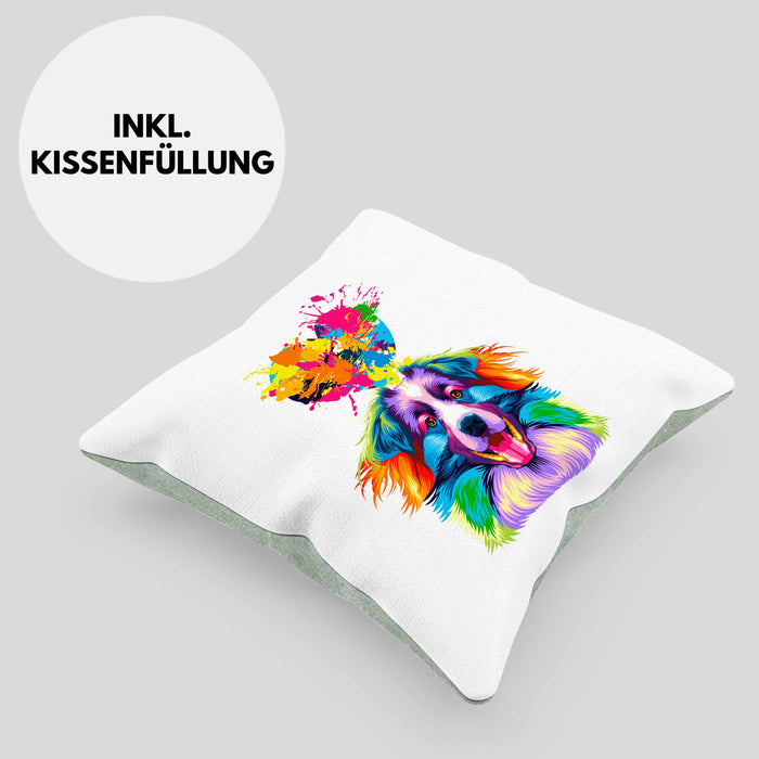 Border Collies Herz Farbe Besitzer Kissen mit Füllung 40x40 Geschenk Lustiger Spruch Geschenkidee Border Collies Liebhaber (Grau) Grün Trendation