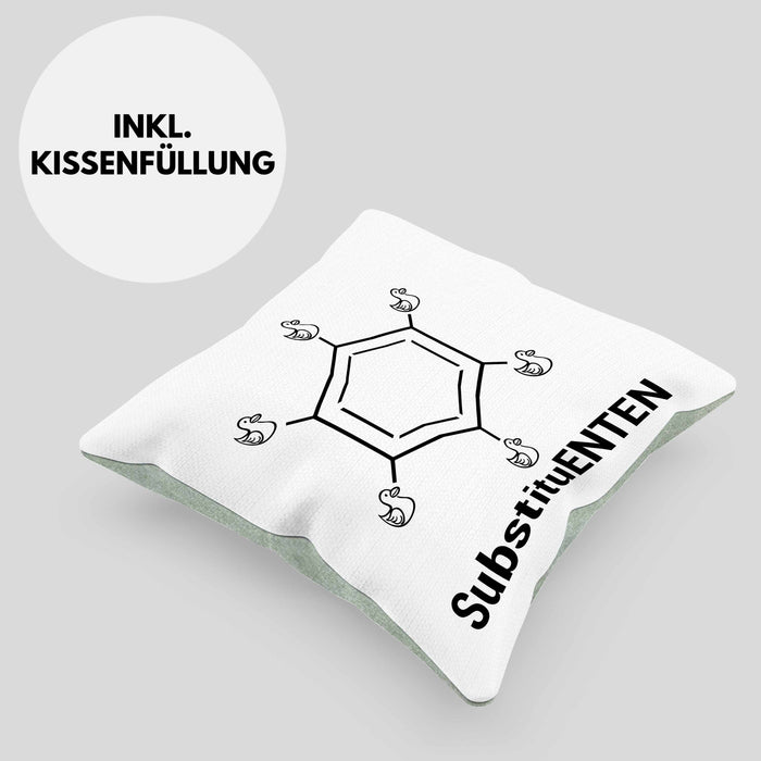 Chemie Kissen mit Füllung 40x40 SubstituENTEN Chemiker Witz Organische Chemie Ente Kaffee Geschenkidee (Grau) Grün Trendation