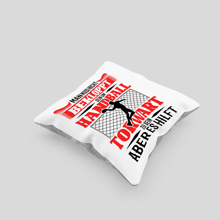 Lustige Kissen mit Füllung 40x40 für Handball Torhüter Torwart Geschenk Spruch Geschenkidee Handballtorwart (Grau) Grau Trendation
