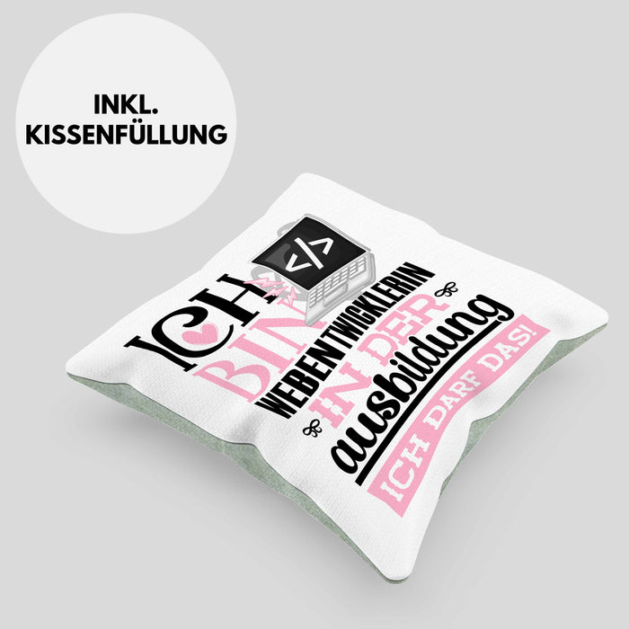 Webentwicklerin Ausbildung Start Geschenk Kissen mit Füllung 40x40 Ich Bin Webentwicklerin In Der Ausbildung Ich Darf Das Geschenkidee (Grau) Grün Trendation