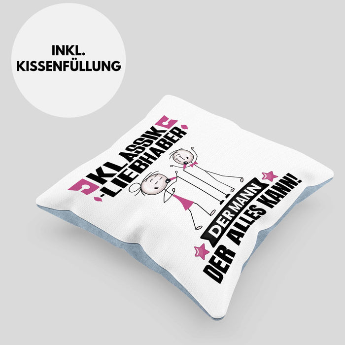 Klassikliebhaber Kissen mit Füllung 40x40 Geschenk für Klassikliebhaber Der Mann Der Alles Kann Geschenkidee zum Geburtstag (Grau) Blau Trendation