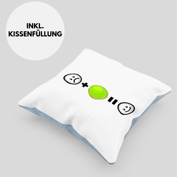 Tennis Kissen mit Füllung 40x40 Geschenk für Tennisspieler Männer Frauen Lustige Geschenkidee :( + Tennisball = :) Geburtstag (Grau) Blau Trendation