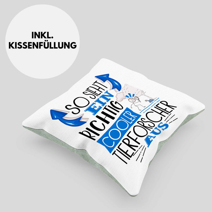 Tierforscher Kissen mit Füllung 40x40 So Sieht Ein Richtig Cooler Tierforscher Aus Geschenk Lustiger Spruch Geschenkidee (Grau) Grün Trendation