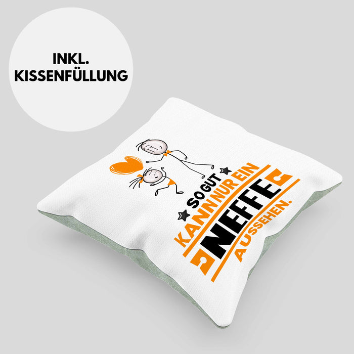 Neffe Geschenk Kissen mit Füllung 40x40 So Gut Kann Nur Ein Neffe Aussehen Geschenkidee (Grau) Grün Trendation