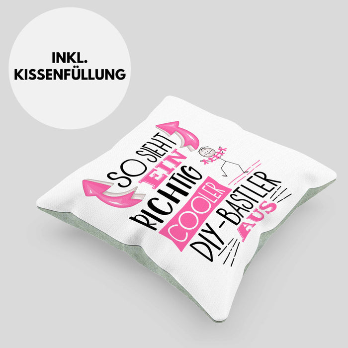 So Sieht Ein Richtig Cooler DIY-Bastler Aus Geschenk Kissen mit Füllung 40x40 Lustiger Spruch Geschenkidee (Grau) Grün Trendation