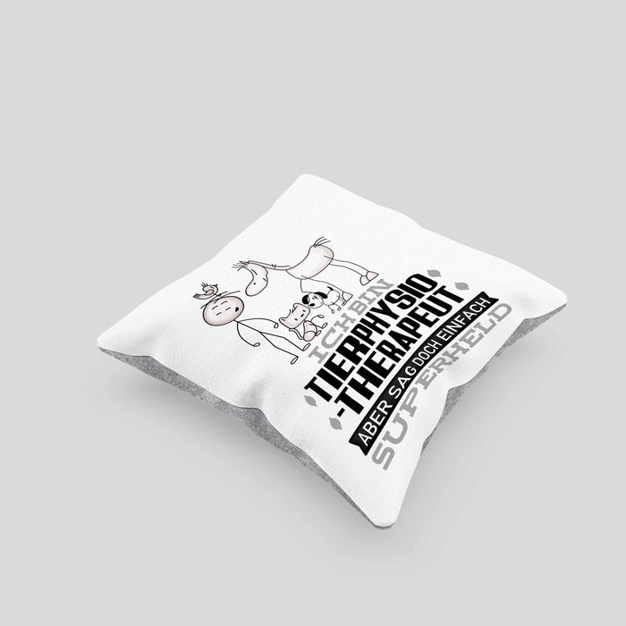 Tierphysiotherapeut Geschenk Kissen mit Füllung 40x40 Ich Bin Tierphysiotherapeut Aber Sag Doch Einfach Superheld Lustige Geschenkdiee für Tierphysiotherapeut (Grau) Grau Trendation