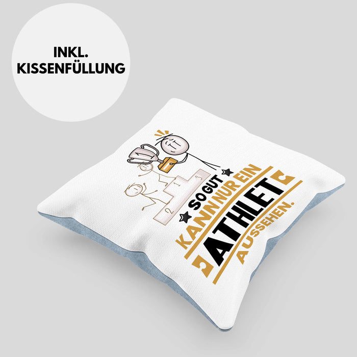 Athlet Geschenk Kissen mit Füllung 40x40 So Gut Kann Nur Ein Athlet Aussehen Geschenkidee (Grau) Blau Trendation