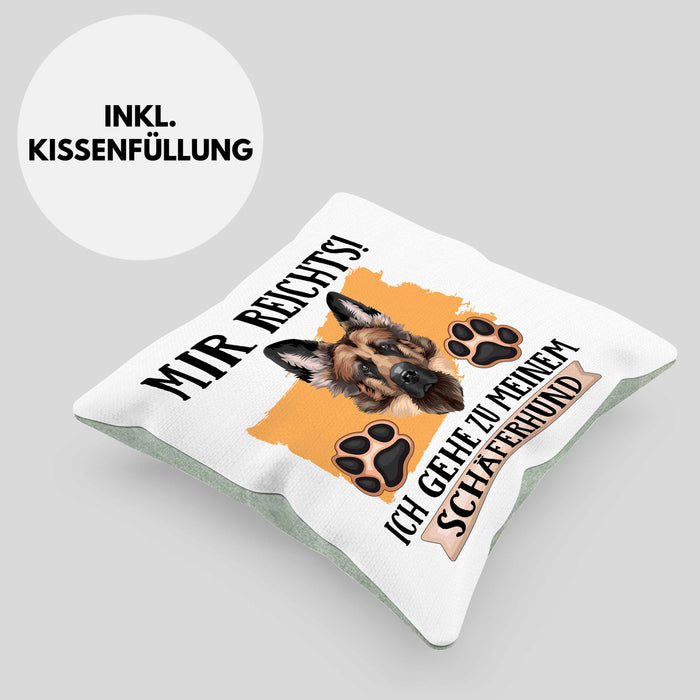 Schäferhund Besitzer Kissen mit Füllung 40x40 Geschenk Lustiger Spruch Geschenkidee Mir Reichts Ich Geh Zu Meinem Schäferhund (Grau) Grün Trendation