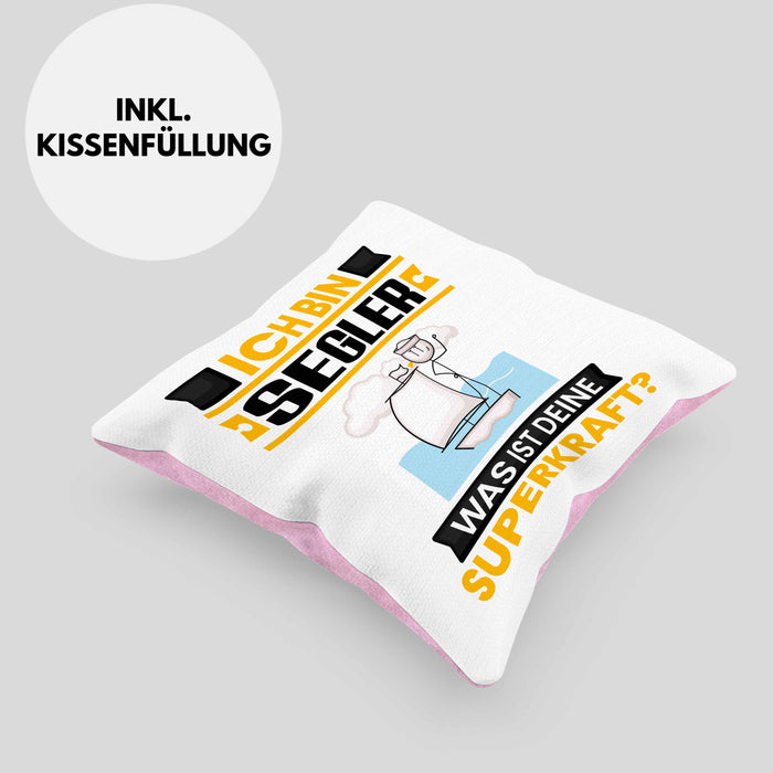 Segler Kissen mit Füllung 40x40 Geschenk für Segler Geburtstag Lustiger Spruch Was Ist Deine Superkraft (Grau) Rosa Trendation