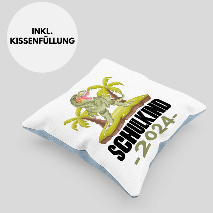 Einschulung Junge Geschenk für Schultüte Füllung Kissen mit Füllung 40x40 Schulstart 1 Schultag Schuleinführung Schulanfang Geschenkidee Schulkind Jungs 2024 (Grau) Blau Trendation