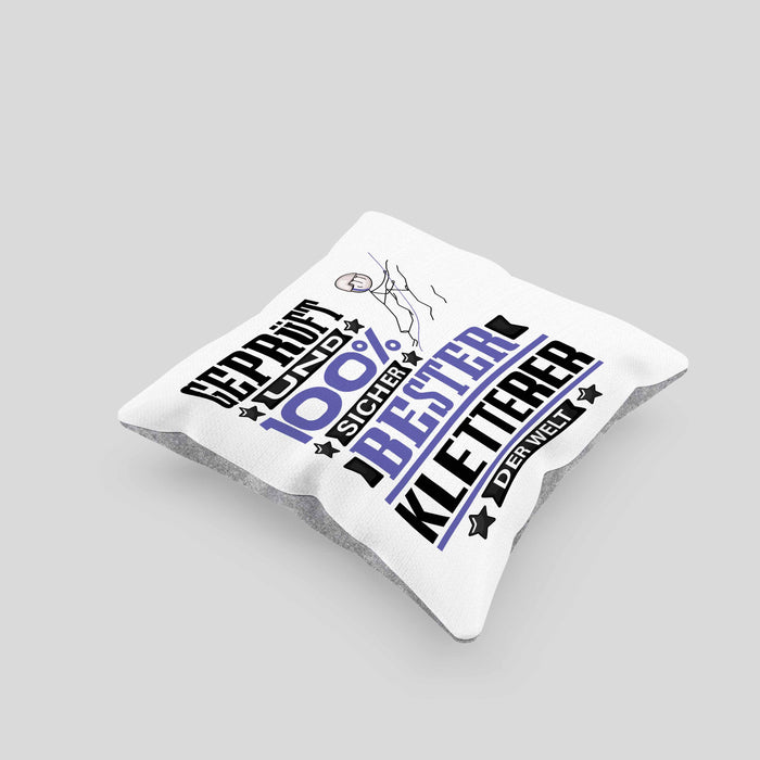 Kletterer Geschenk Lustiger Spruch für Kletterer Geschenkidee Bester Kletterer Der WeltKissen mit Füllung 40x40 (Grau) Grau Trendation