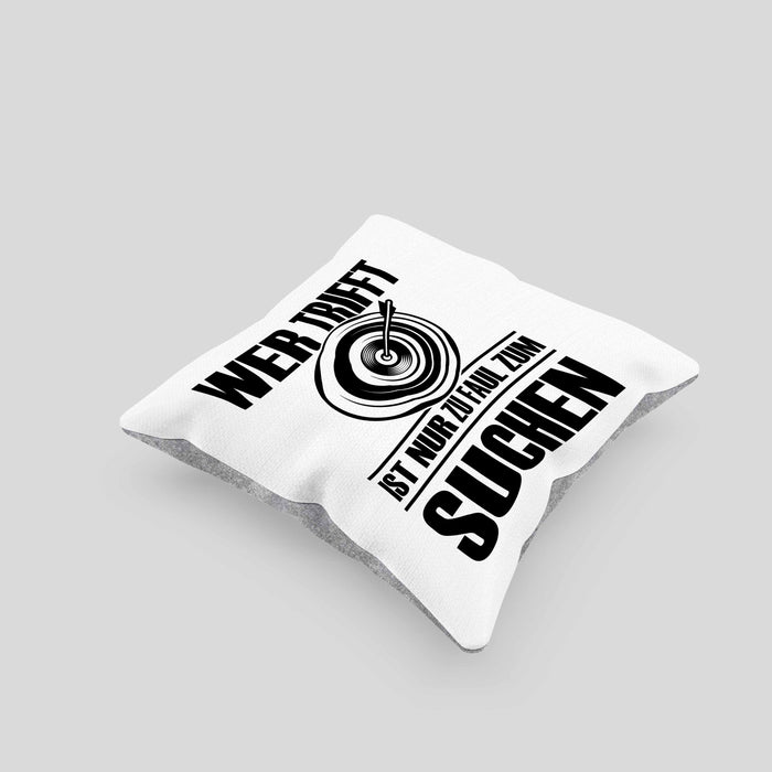 Bogenschießen Kissen mit Füllung 40x40 mit Bogenschütze Spruch - Geschenk für Pfeil und Bogen Fans (Grau) Grau Trendation