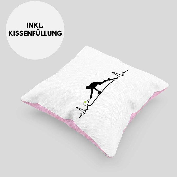 Tennis Herzschlag Geschenk Trainer Coach Tennisspieler Geschenkidee Kissen mit Füllung 40x40 (Grau) Rosa Trendation