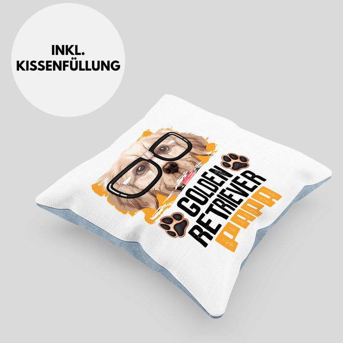 Golden Retriever Papa Besitzer Kissen mit Füllung 40x40 Geschenk Lustiger Spruch Geschenkidee Golden Retriever Liebhaber (Grau) Blau Trendation