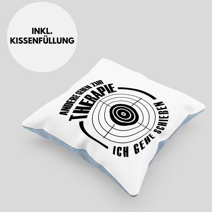 Lustige Schießen-Kissen mit Füllung 40x40 Geschenk für Schützenfest-Fans und Schießstand-Enthusiasten (Grau) Blau Trendation