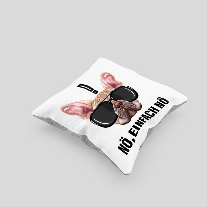 Nö Einfach Nö Kissen mit Füllung 40x40 Geschenk für Mops-Besitzer für Freundin Sarkasmus Humor (Grau) Grau Trendation