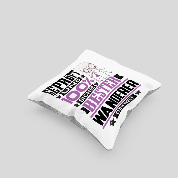 Wandern Geschenk Lustiger Spruch für Wandern Geschenkidee Bester Wandern Der WeltKissen mit Füllung 40x40 (Grau) Grau Trendation
