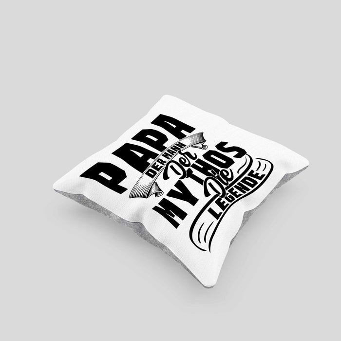 Papa Der Mann Der Mythos Die Legende Kissen mit Füllung 40x40 Vatertag Spruch Bester Papa Geschenkidee Vater (Grau) Grau Trendation