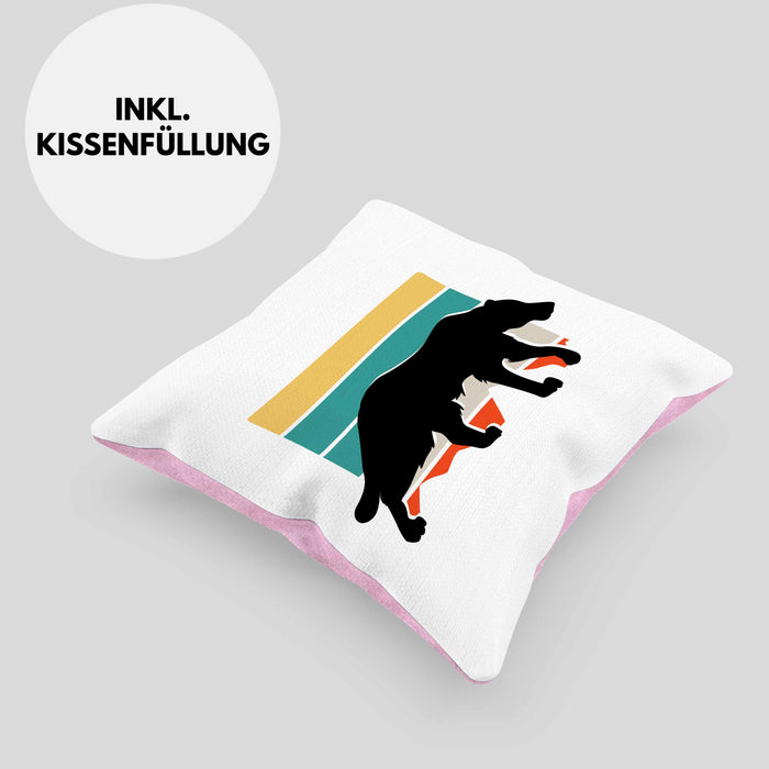 Gepard Kissen mit Füllung 40x40 Geschenk Retro (Grau) Rosa Trendation