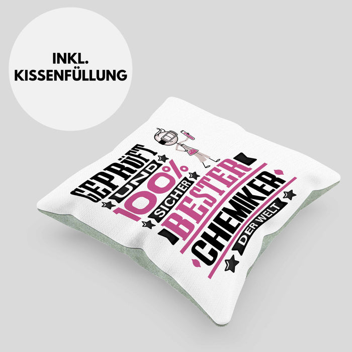 Chemiker Geschenk Lustiger Spruch für Chemiker Geschenkidee Bester Chemiker Der WeltKissen mit Füllung 40x40 (Grau) Grün Trendation