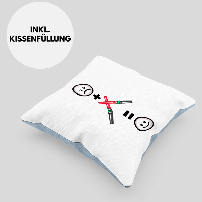 Fluglotse Kissen mit Füllung 40x40 Geschenk für Fluglotsen Lustige Geschenkidee :( + Fluglotse = :) Geburtstag (Grau) Blau Trendation